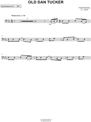 Old Dan Tucker - Bass Clef Instrument