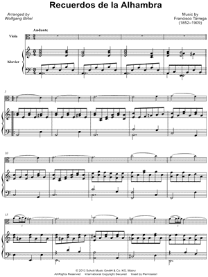 Recuerdos de la Alhambra - Viola & Piano