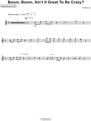 Boom, Boom, Ain't It Great to Be Crazy? - Bb Instrument