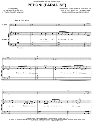 Peponi (Paradise) - Cello & Piano/Vocal