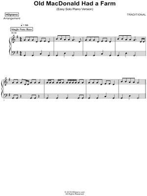Old Macdonald Had a Farm [easy solo piano version]