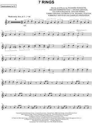 7 rings - Eb Instrument by Ariana Grande - Sheet Music