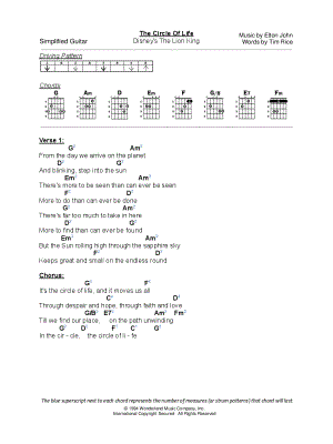 Circle of Life by Simplified Guitar - Sheet Music